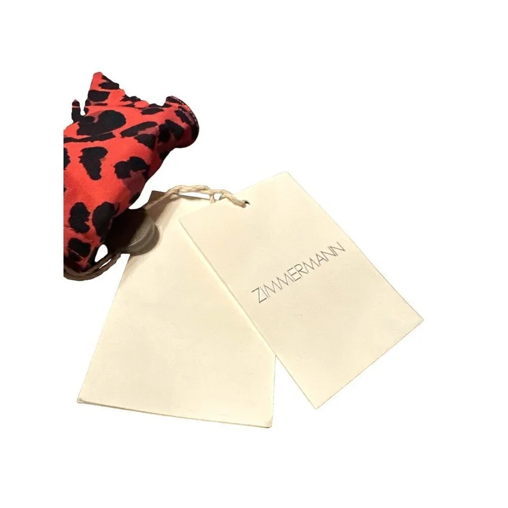 Zimmermann Red Leopard Print Swim Top IT 44 US 6-8 Premium Italian Fabric $179 - Picture 7 of 10